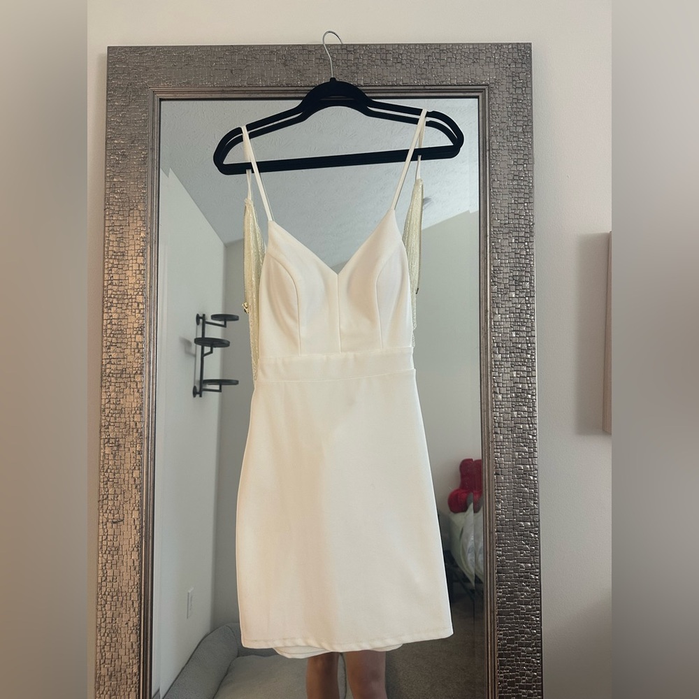 Elegant White Spaghetti Strap Dress